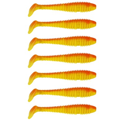 Gummifisch Canyonizer 9,5cm Yellow Orange, 9,5cm - Yellow Orange - 8g - 7Stück