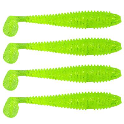 Gummifisch Canyonizer 11,5cm Chartreuse Clear Glitter, - 11,5cm - Chartreuse Clear Glitter - 13g - 4Stück