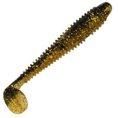 Gummifisch Canyonizer 11,5cm Black Back Clear Gold Glitter, 11,5cm - Black Back Clear Gold Glitter - 13g - 4Stück