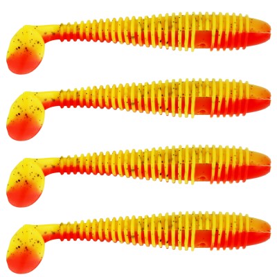 Gummifisch Canyonizer 11,5cm Red Yellow Speckled, 11,5cm - Red Yellow Speckled - 13g - 4Stück