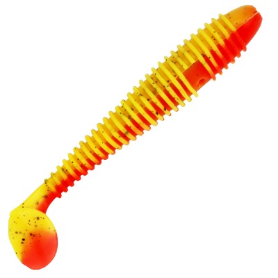 Gummifisch Canyonizer 11,5cm Red Yellow Speckled, 11,5cm - Red Yellow Speckled - 13g - 4Stück