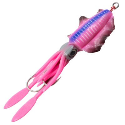 Team Deep Sea Flatter Squid mit 2 Assist Hooks selbstleuchtend Oktopus Tintenfisch Meeresköder 14,5cm - baby squid