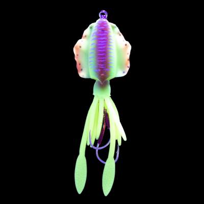 Team Deep Sea Flatter Squid mit 2 Assist Hooks selbstleuchtend Oktopus Tintenfisch Meeresköder 14,5cm - horny tail