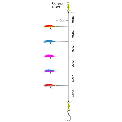 Kinetic Feather Rig Meeres Vorfach 130cm - Multicolour