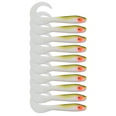 Svartzonker Sweden McRubber Tail Twister Barsch Gummiköder 11cm - Olive White - 4.5g - 10 Stück