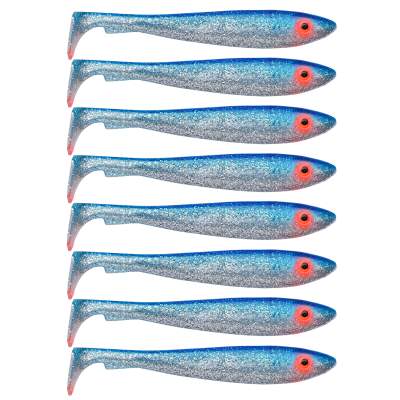 Svartzonker Sweden McRubber Shad Gummifische 9cm - 6g - 8 Stück - Blue Silver Glitter C0