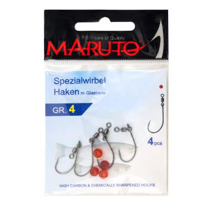 Maruto Spezialwirbel-Haken mit Glasperle Inlineblinker-Haken Gr.4 - 4Stück