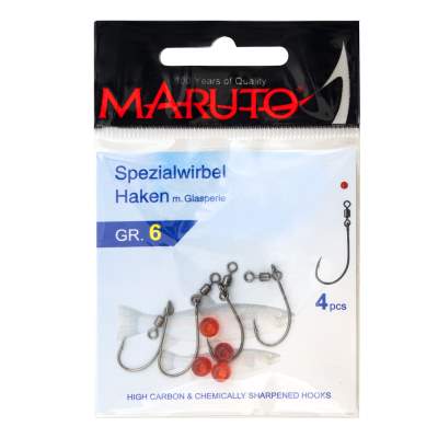 Maruto Spezialwirbel-Haken mit Glasperle Inlineblinker-Haken Gr.6 - 4Stück