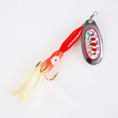 Fishdream Klassischer Spinner Heavy Octotail 12cm - silber/rot/glow - 25g - 1Stück