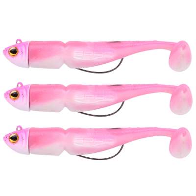 SPRO Guts Bait 11cm Milky Pink (1Jigkopf, 1 Haken, 3 Körper) 11cm - Milky Pink - 13g - Gr.2/0 - 3Stück