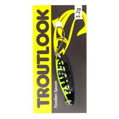 Troutlook Forellen Spoon Salmonizer, 3,90cm - 3,2g - Black-Yellow-Glitter UV