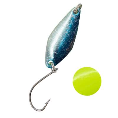 Troutlook Forellen Spoon Hunter 2,90cm - 2,3g - Blue-Glitter-Yellow UV