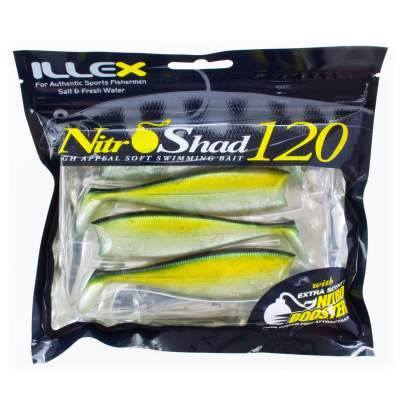 Illex Nitro Shad 120 Gummifisch Golden Green 12cm - Golden Green - 16,5g - 4 Stück