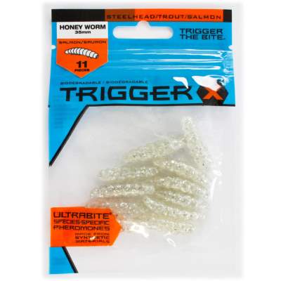Trigger X Honey Worm (Bienenmaden 3,5cm) 11 Stück CLFK 3,5cm - Clear with Silver Flakes - 11Stück