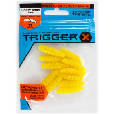 Trigger X Honey Worm (Bienenmaden 3,5cm) 11 Stück YESFL, 3,5cm - Yellow Silver Flakes - 11Stück