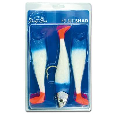 Team Deep Sea Heilbutt Shad 24 BPMRS 24cm - blau/perlmutt/roter schwanz - 382/98g - 3+1Stück