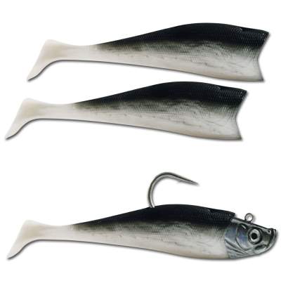 Team Deep Sea Heilbutt Shad 240 PSR 24cm - perlmutt/schwarzer Rücken - 382/101g - 3+1Stück