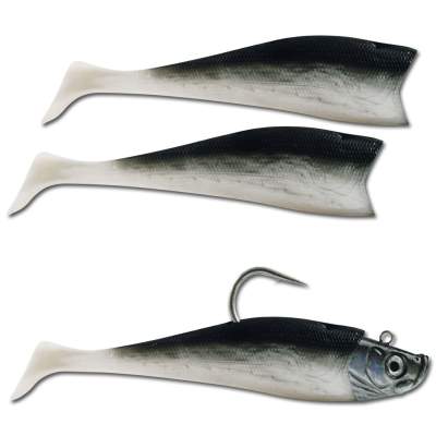 Team Deep Sea Heilbutt Shad 240 PSR, - 24cm - perlmutt/schwarzer Rücken - 382/101g - 3+1Stück