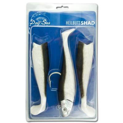 Team Deep Sea Heilbutt Shad 240 PSR 24cm - perlmutt/schwarzer Rücken - 382/101g - 3+1Stück