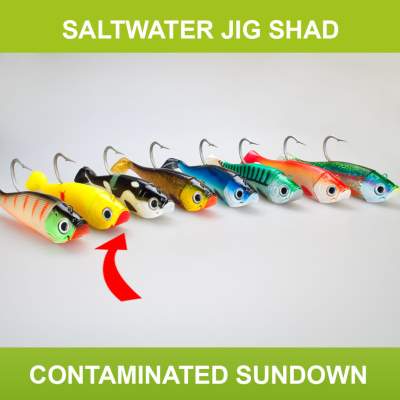 Team Deep Sea Saltwater Jig Shad 24cm, 24cm - Contaminated Sundown - 400 - 1+2Stück