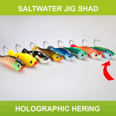 Team Deep Sea Saltwater Jig Shad 24cm 24cm - Holographic Hering - 400 - 1+2Stück