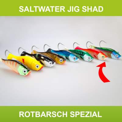 Team Deep Sea Saltwater Jig Shad, 20,0cm, 265g, 1 Kopf + 1 Shad, Rotbarsch Spezial, 20cm - Rotbarsch Spezial - 265 - 1+1Stück