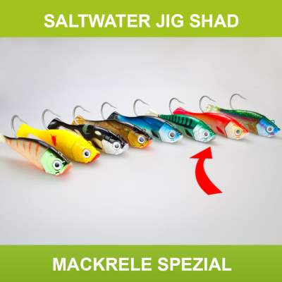 Team Deep Sea Saltwater Jig Shad, 20,0cm, 265g, 1 Kopf + 1 Shad, Mackrele Spezial, 20cm - Mackrele Spezial - 265 - 1+1Stück