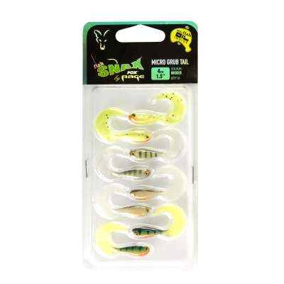 Fox Rage Micro Grub Tail Mixed Colour Pack x8, Fox Micro Grub Tail Mixed Colour Pack x8