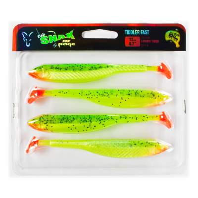 Fox Rage Tiddler Fast Gummifisch 12cm Lemon Tiger, 12cm - Lemon Tiger - 4Stück