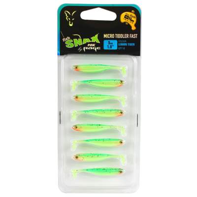 Fox Rage Micro Tiddler Fast Gummifisch 5cm Lemon Tiger 5,00cm -Lemon Tiger- 8Stück