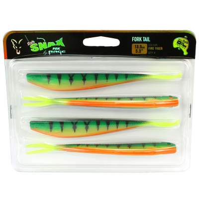 Fox Rage Fork Tail Gummifisch 13.5cm Firetiger UV 13,50cm - Firetiger UV - 4Stück