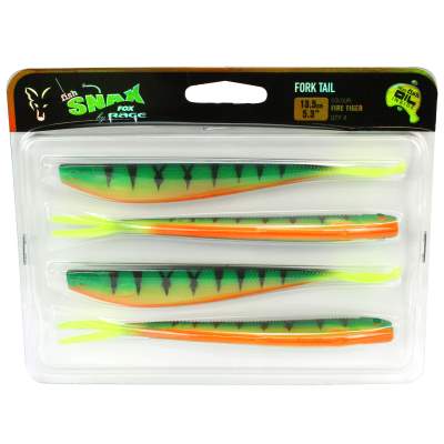 Fox Rage Fork Tail Gummifisch 13.5cm Firetiger UV, - 13,50cm - Firetiger UV - 4Stück