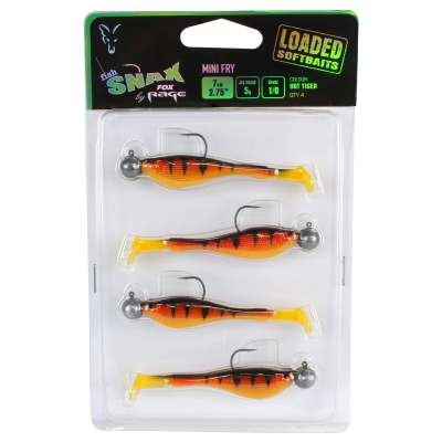 Fox Rage Mini Fry Gummifisch 7cm 5g 1/0 Loaded Hot Tiger x 4 7,00cm - Hot Tiger - 4Stück