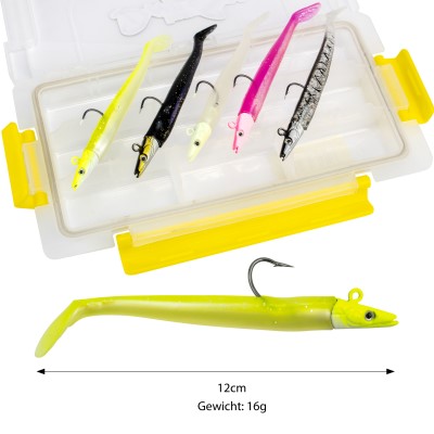 Team Deep Sea Sandeel Shad Set Gummifisch light - 5 Stück + Box