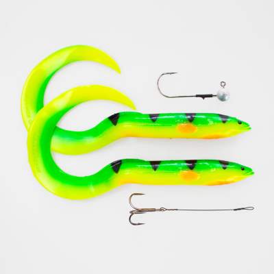 Savage Gear Real Eel (Loose Body), 2 Stück 20cm, 27g + 5g Jigkopf + Stinger, Firetiger, - 20cm - Firetiger - 27 + 5g - 2+1Stück