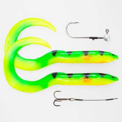 Savage Gear Real Eel (Loose Body), 2 Stück 30cm, 56g + 6g Jigkopf + Stinger, Firetiger 30cm - Firetiger - 56 + 6g - 2+1Stück