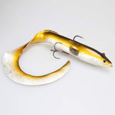 Savage Gear Real Eel (Loose Body), 1 Stück 40cm, 147g + 7g Jigkopf + Stinger, Olive Pearl, - 40cm - Olive Pearl - 147 + 7g - 1+1Stück