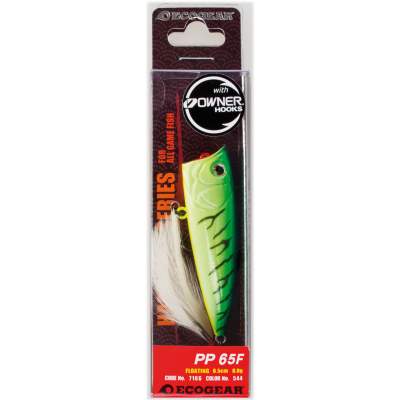 Ecogear PP 65F Popper 544, - 8,0g - Chartreuse Tiger (544) - 6,5cm - 1 Stück