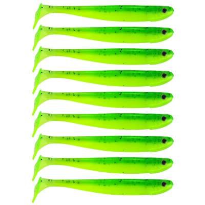 Senshu Jig 'n' Swim Shad, 7.5cm - UV Chartreuse Bandit - 2g - 9 Stück