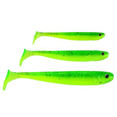 Senshu Jig 'n' Swim Shad, 7.5cm - UV Chartreuse Bandit - 2g - 9 Stück