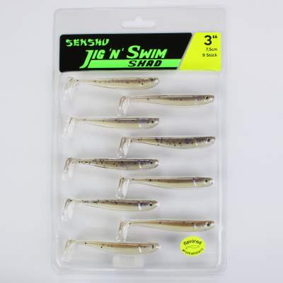 Senshu Jig 'n' Swim Shad, 7.5cm - Reflex Shiner - 2g - 9 Stück