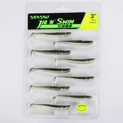 Senshu Jig 'n' Swim Shad, 7.5cm - Twinkle Minnow - 2g - 9 Stück