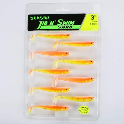 Senshu Jig 'n' Swim Shad, 7.5cm - UV Fruitgame - 2g - 9 Stück
