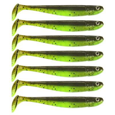 Senshu Jig 'n' Swim Shad, 9.5cm - UV Chartreuse Brownie - 6g - 7 Stück