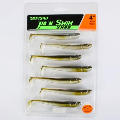 Senshu Jig 'n' Swim Shad, 9.5cm - Pumpkin Police - 6g - 7 Stück