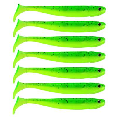 Senshu Jig 'n' Swim Shad, 9.5cm - UV Chartreuse Bandit - 6g - 7 Stück