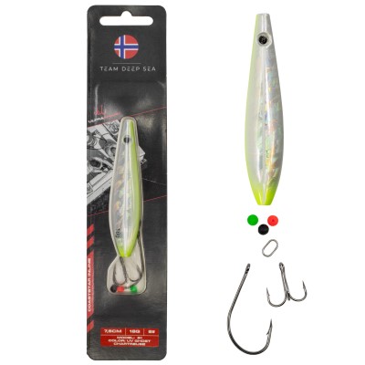 Team Deep Sea CoastStar Inline S1 - Meerforellenblinker UV Ghost Chartreuse - 7,5cm - 18g - 1 Stück