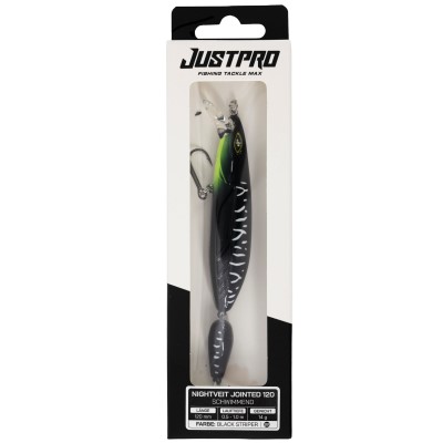 JustPro Nightveit Jointed 120 - Zanderwobbler Black Striper - 12cm - 1 Stück