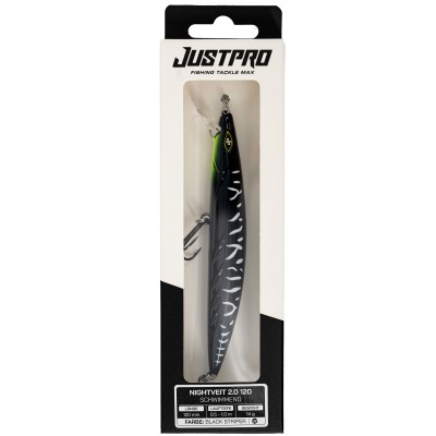 JustPro Nightveit 2.0 120 - Zanderwobbler Black Striper - 12cm - 14g - 1 Stück