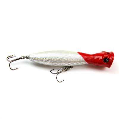 Viper Pro Scary Popp 10,00cm Red Head Silver - Towater Popper 10cm - Red Head Silver - 18g - 1Stück